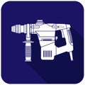 White hummer drill icon on a blue background Royalty Free Stock Photo