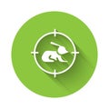 White Hunt on rabbit with crosshairs icon isolated with long shadow. Hunting club logo with rabbit and target. Rifle Royalty Free Stock Photo