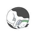 A white husky dog sleeps curled up in a ball. doodle vector illustration Royalty Free Stock Photo