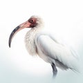 White ibis Threskiornis, isolated on white close-up, a water bird with a long curved beak Royalty Free Stock Photo