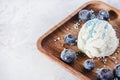 White Ice Cream with Blue Sprinkles and Blueberry