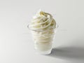 A white ice cream in a glass cup. Generative AI