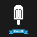 White Ice cream icon isolated on black background. Sweet symbol. Vector Royalty Free Stock Photo
