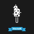 White Ice cream icon isolated on black background. Sweet symbol. Vector Royalty Free Stock Photo