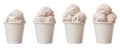 White ice cream scoops r in cups on a transparent background Royalty Free Stock Photo