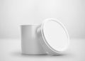 White Ice Cream Tub/Cup With Cap Mockup, 3d Rendered on Light Gray Background Royalty Free Stock Photo