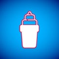 White Ice cream in waffle cone icon isolated on blue background. Sweet symbol. Vector Royalty Free Stock Photo
