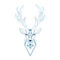 White ice deer in Ukrainian cross-stitch style. Royalty Free Stock Photo