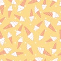 White ice icream cone in yellow polka dots