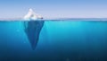 White Iceberg in clear blue water sea, under water view. Iceberg - Hidden Danger And Global Warming Concept. Floating ice in ocean Royalty Free Stock Photo