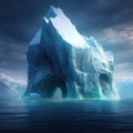 White Iceberg in clear blue water sea, under water view. Iceberg - Hidden Danger And Global Warming Concept. Floating Royalty Free Stock Photo