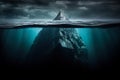 White iceberg on deep blue ocean. Environment concept. Generative AI Royalty Free Stock Photo