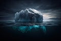 White iceberg on deep blue ocean. Environment concept. Generative AI
