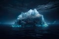 White iceberg on deep blue ocean. Environment concept. Generative AI Royalty Free Stock Photo