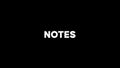 White icon of notes appears on a black background.