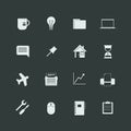 White icons on black