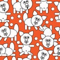 White icons cats seamless pattern