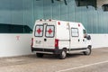 A white ICU ambulance parked at the port terminal in the city of Salvador, Bahia