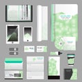 White identity template with origami elements. Vector company style for brandbook guideline and Pens mugs CDs books business cards Royalty Free Stock Photo