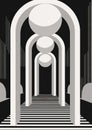 Abstract illustration arch background design building wall architectural light corridor white column interior Royalty Free Stock Photo