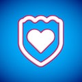 White Immune system icon isolated on blue background. Medical shield. Vector