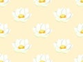 White Indian Lotus on Ivory Beige Background. Vector Illustration.