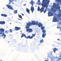 White Indigo Tye Die. Grunge Spiral. Blue Swirl Royalty Free Stock Photo