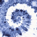 White Indigo Tye Dye. Abstract Spiral. Blue Swirl Royalty Free Stock Photo