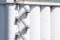 Metal stairs on grain elevator