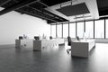 White industrial style open plan office corner