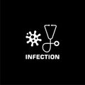 Infection icon, stethoscope logo on dark background Royalty Free Stock Photo