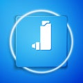 White Inhaler icon isolated on blue background. Breather for cough relief, inhalation, allergic patient. Blue square