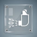 White Inhaler icon isolated on grey background. Breather for cough relief, inhalation, allergic patient. Medical allergy