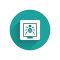 White Insects in a frame icon isolated with long shadow. Herbarium. Green circle button. Vector