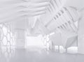 White interior concept, futuristic empty space