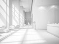 White Interior of a hotel spa reception 3D illustration Royalty Free Stock Photo