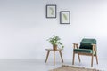 White interior with kale green chair Royalty Free Stock Photo