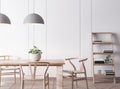 White interior Scandinavian dining room mock up Royalty Free Stock Photo