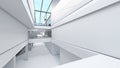 The white interior structure shows the structure and the corridor area.,3d rendering Royalty Free Stock Photo