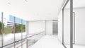 The white interior structure shows the structure and the corridor area.,3d rendering Royalty Free Stock Photo