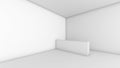 The white interior structure shows the structure and the corridor area.,3d rendering Royalty Free Stock Photo