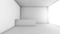 The white interior structure shows the structure and the corridor area.,3d rendering Royalty Free Stock Photo