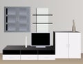 White interior with tv vector