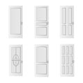 Set of 6 white painted profiled doors. Royalty Free Stock Photo