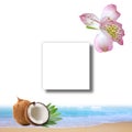 White invitation  mockup summer season beach   wiwhite  invitation greetings card mockup  copy space Royalty Free Stock Photo