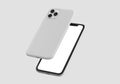 White iPhone 11 & 12 Pro Case, blank cellphone Cover Mockup, 3d Rendered on Light Gray Background