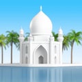 White Islamic Mosque and Minaret Building. 3d Rendering