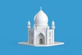 White Islamic Mosque and Minaret Building Model Icon. 3d Rendering