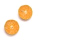 A pair of half cut oranges fruit Royalty Free Stock Photo
