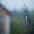 water drops on the glass wet window glass with splashes and drops of water Royalty Free Stock Photo